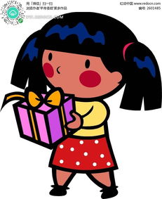 拿着礼物盒的女孩卡通画CDR素材免费下载 编号2601485 红动网 