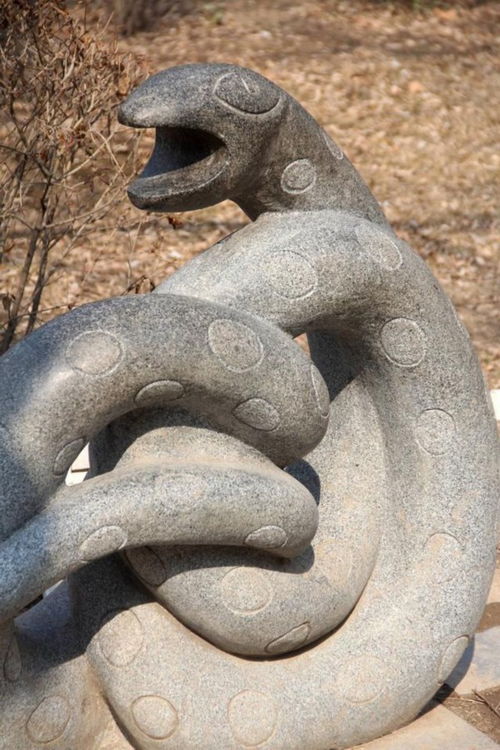 中国旅游新闻网 滨州 一蟒蛇雕塑蛇头被游客摸得发黑锃亮 