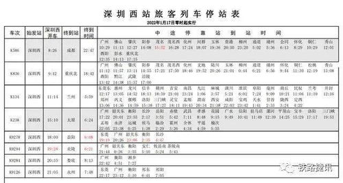 收藏 深圳西站列车时刻表