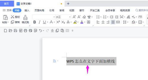 如何在wps文字下加横线 