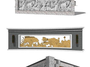 浮雕特色文化景墙SU模型设计图下载 图片71.77MB 公共场所库 SU模型 