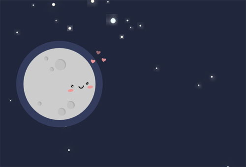 纯CSS3卡通月亮星空动画特效 