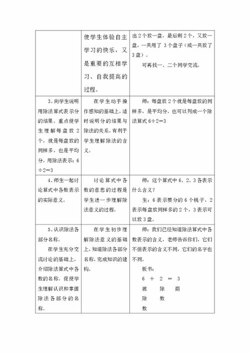 数学二年级上冀教版5认识除法各部分的名称教学设计 