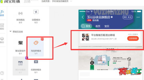 手机店铺首页设置淘宝群聊模块入口,打开天猫无线端首页店铺就可以进群聊天方法