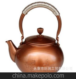 加厚紫铜壶日本大铜壶烧水壶 仿古纯铜铸纯手工老铜壶茶具