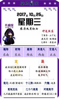 星座巫师星历 2017年10月25日 星期三