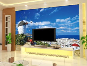 大型壁画电视背景墙纸壁纸 地中海式 贝壳海滩 卧室 客厅壁画 大图 