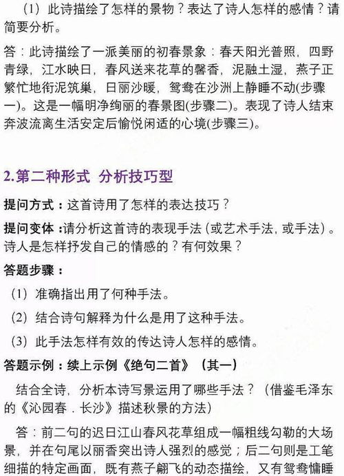 中考满分攻略 初中语文诗歌鉴赏答题模板,初一初二初三均适用