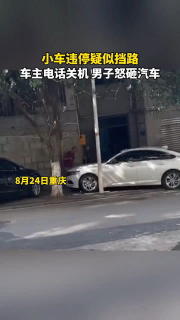 小车违停疑似挡路,车主电话关机,男子怒砸汽车 