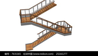 两层建筑木质精美楼梯