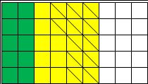 1 把图中方格数的29涂成绿色,49涂成黄色. 2 把黄色方格的35再画上斜线 