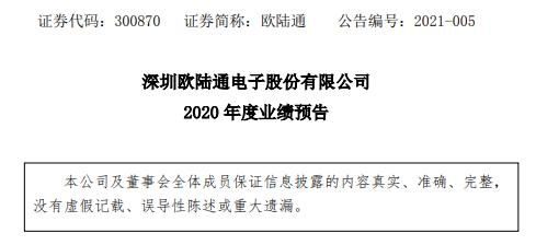  欧陆通2020业绩 天富资讯