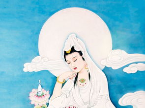 观音菩萨莲花装饰画壁画背景画