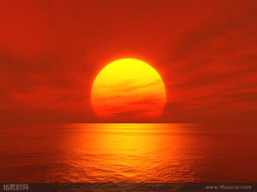 红色太阳景色高清图片