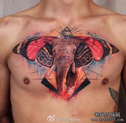胸部一眼大象纹身图案 