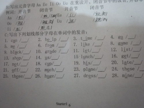 写出下列划线部分字母在单词中的发音 