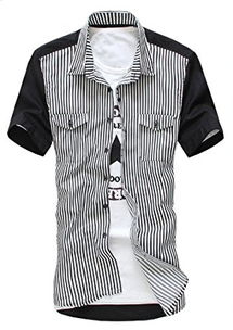 GODLIKE 2013夏款 撞色条纹口袋衬衫 男士短袖衬衫 条纹衬衫C662A608怎么样,好不好 
