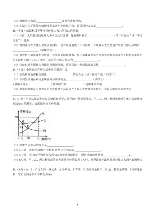 2023年甘肃省金昌市化学中考真题 含答案 