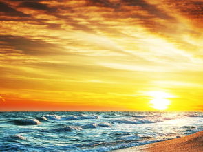 唯美海边夕阳落日余晖自然风景晚霞云彩大海风景阳光海滩阳光