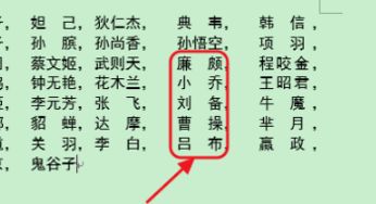 如何把一页word名字对齐排列 