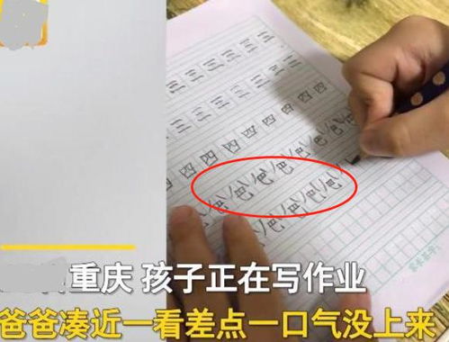 小学生犯错被罚写,满篇都是 爸 字,爸爸凑近一看气得直发抖