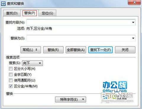 教你妙用WPS替换功能实现半角与全角的相互转换