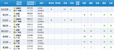 成都到广州t124行程表 