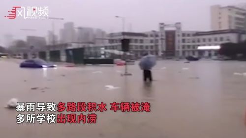 合肥暴雨车辆被淹只露车顶 高校门口可撑船