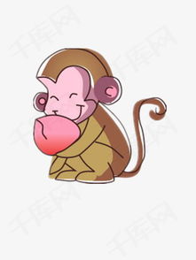 吃桃子的猴子素材图片免费下载 高清卡通手绘png 千库网 图片编号6011660 