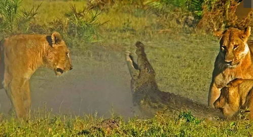 凶猛鳄鱼攻击幼狮,却被多只狮子围攻,下场惨烈