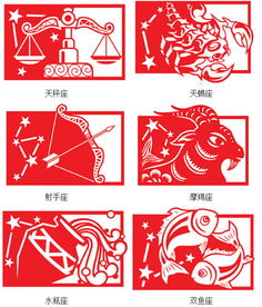 中国复古版十二星座剪纸图案大全