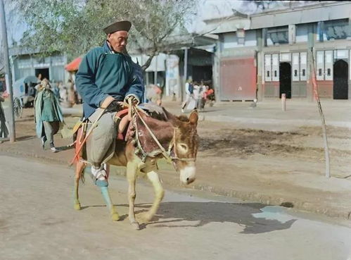 清末时期,一位老人骑着小毛驴走在路上,感觉小毛驴很吃力的样子