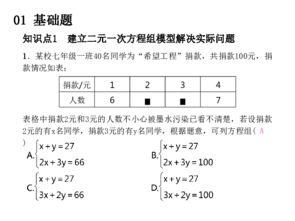 二元一次方程组专题训练 图片信息欣赏 图客 Tukexw Com