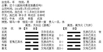 六爻 天水讼变离为火,问感情,结果怎样 