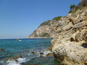 海滩,海,岩,水,科孚岛 