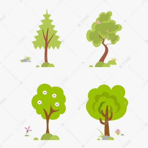 春夏绿色树木矢量植物设计素材图片免费下载 千库网 
