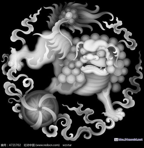 中国风火麒麟云纹花纹浮雕图其他素材免费下载 红动网 