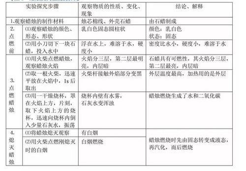 2022年中考化学考点复习 蜡烛及其燃烧的探究