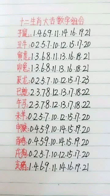 十二生肖大吉数字组合 