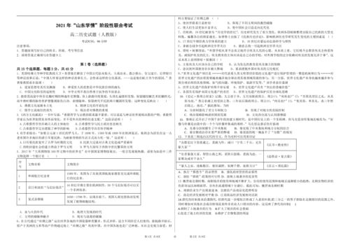 山东省六校2020 2021学年高二下学期5月 山东学情 联考历史试题 Word版含解析 