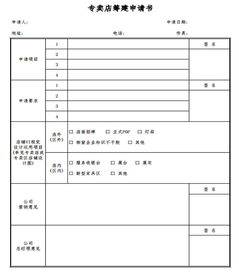 专卖店申请表格excel表格模板下载 报价单表格 财务预算表编号 14446485 