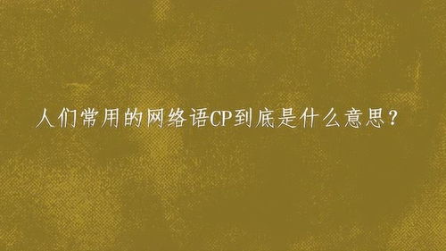 人们常用的网络语CP到底是什么意思 