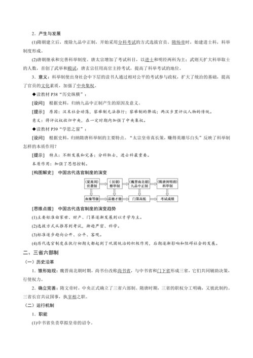 第7课 隋唐制度的变化与创新 导学案 