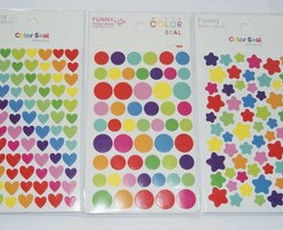 韩国贴纸 彩色爱心五角星纸质装饰贴 DIY相册贴纸 彩虹爱心贴纸