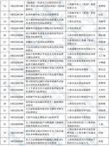 名单 2019年度上海市技术标准项目立项清单