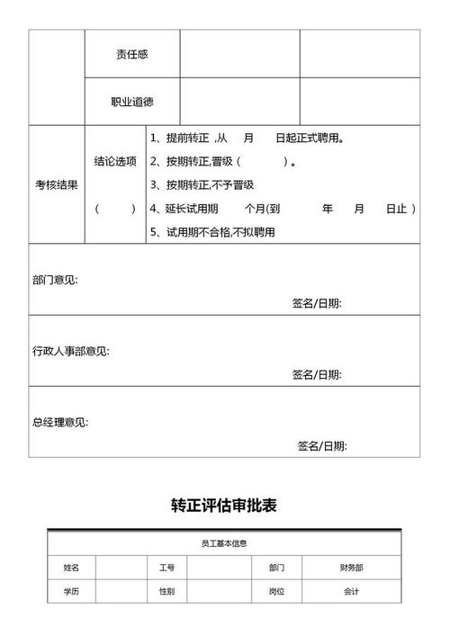 新员工转正考核管理办法 内附 申请表 审批表 转正通知等