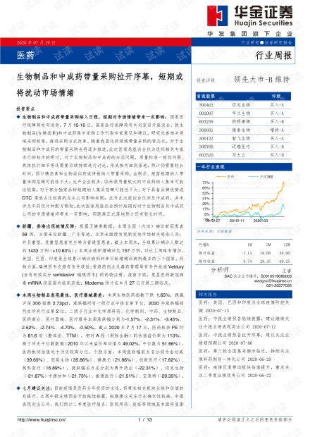 医药生物行业周报：医药产品价值再评估，医药反腐中期影响