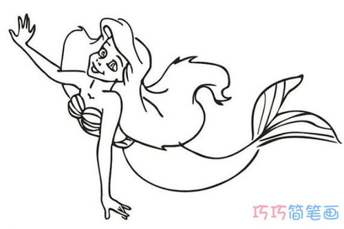 儿童卡通美人鱼的画法简单好看 美人鱼简笔画图片