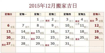 2015装修开工及搬家吉日大全