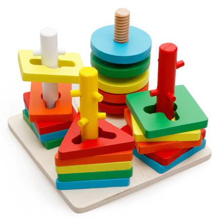 木制儿童积木智力形状配对套柱立体拼图益智儿童玩具创意玩具
